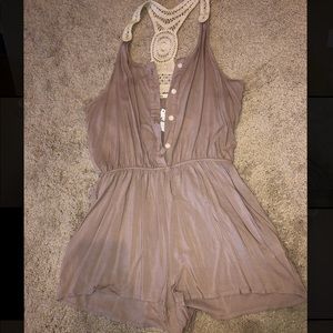 Brown Romper with Lace